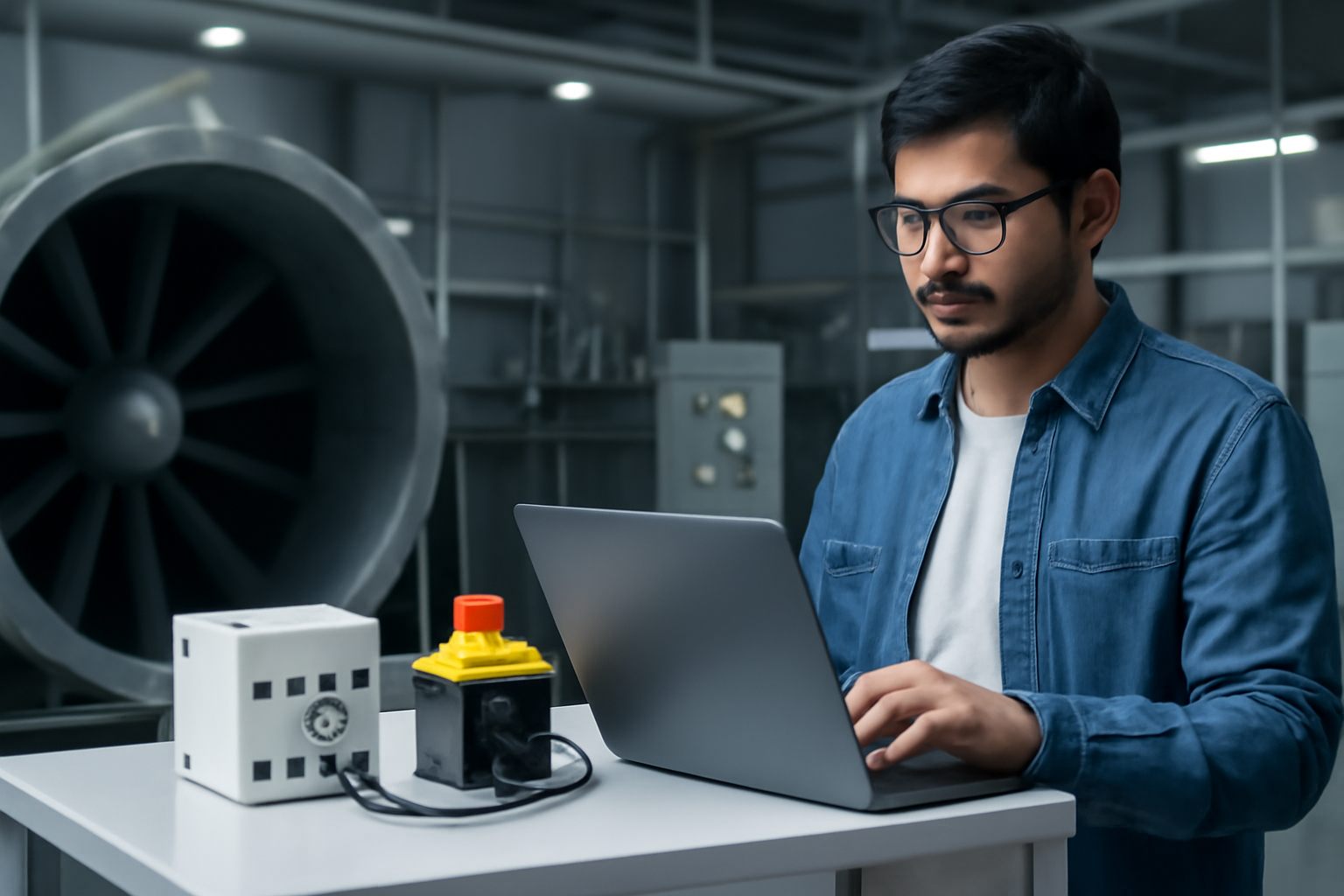 Wind tunnel model with sensors and control hardware